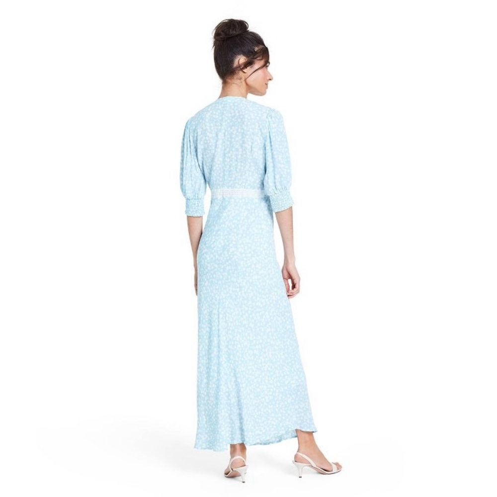 Floral Puff Sleeve Lace Inset Dress - Picture 2 of 8